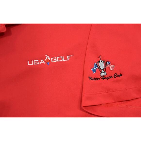 Adidas Golf Polo USA Golf Athletic Red Short Sleeve Shirt Mens Size XL - Picture 7 of 10